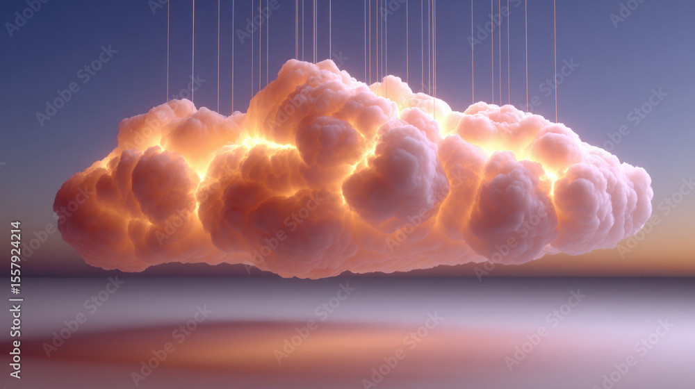 Poster cloud memory, a digital timeline visualization suspended in a cloud, representing an abstract concep