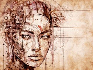 robotic face of a woman