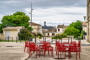 Pauillac over Gironde Estuary, Bordeaux, Gironde, Nouvelle-Aquitaine, France, Europe