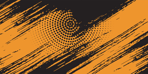 Dots halftone yellow and dark blue color pattern gradient grunge texture background. Dots pop art sport style vector illustration