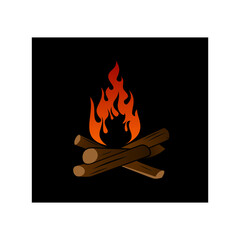 Campfire icon. Campfire sign burning on firewood. Vector Illustration.