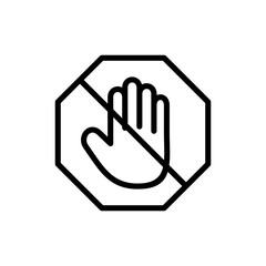 Stop icon symbol for apps and websites. stop road sign. hand stop sign and symbol. Do not enter stop red sign with hand