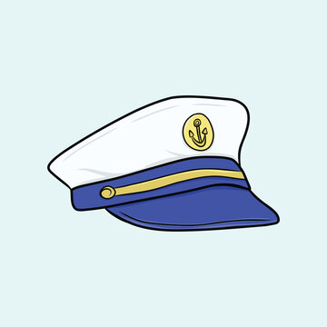Illustration of a Blue and White Sailor Captain Hat