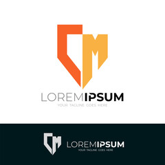 CM logo with shield design template, security logos