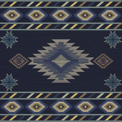 Navajo tribal vector seamless pattern. Native American ornament. Ethnic South Western decor style. Boho geometric ornament. Vector seamless pattern. Mexican blanket, rug. Woven carpet illustration.