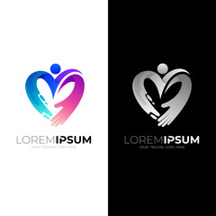 Abstract love care logo with charity design template, community logos