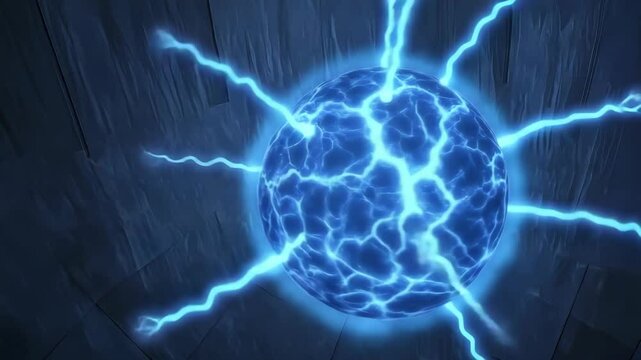 A blue ball with blue lightning bolts surrounding it. The ball is surrounded by a blue circle