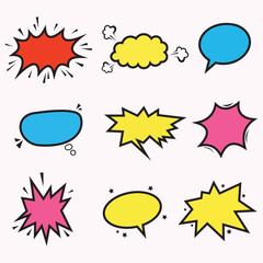 Set of comic speech bubbles. Abstract creative vector collection white blank bubble comic text. Dialog window.