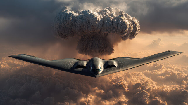 Dramatic American stealth bomber airplane