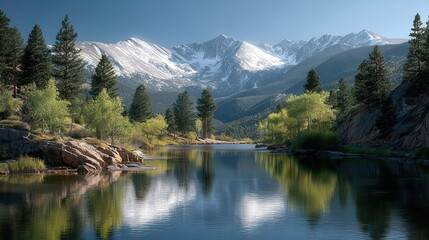 Fototapeta premium Majestic Mountain Reflection on a Serene Lake