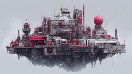 Futuristic floating cityscape