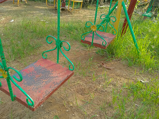 Stainless steel swing in the park