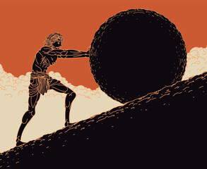greek myth of sisyphus rolling a rock 