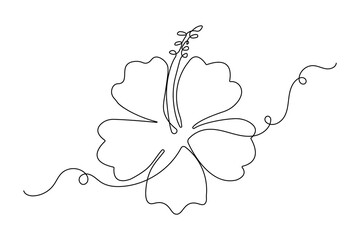 Simple hibiscus flower one line art minimal vector design

