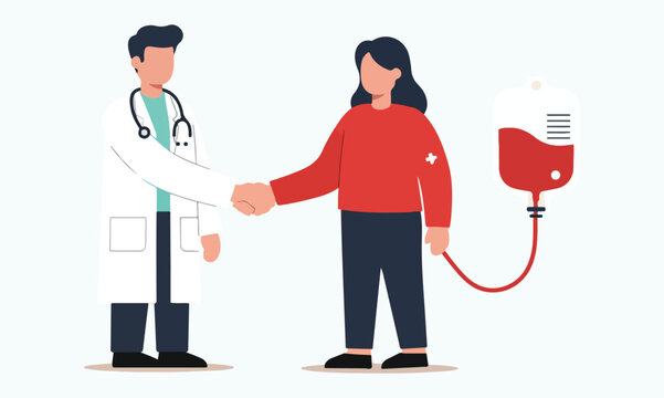 Blood Donation Doctor and Patient Handshake,  Illustrative Representation of Healthcare and Giving - Powered by Adobe