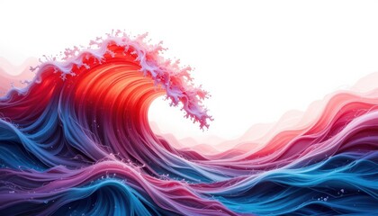 Abstract Colorful Wave, Artistic Ocean, Digital Painting, Vivid Hues,  Fluid Dynamics, Surrealism, Dreamlike