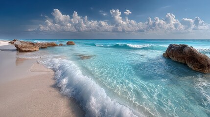 Fototapeta premium Tranquil Beach Scene on a Sunny Day
