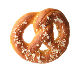 Tasty pretzel with salt isolated on white