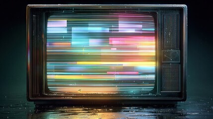 Retro Television Glitch Art Display
