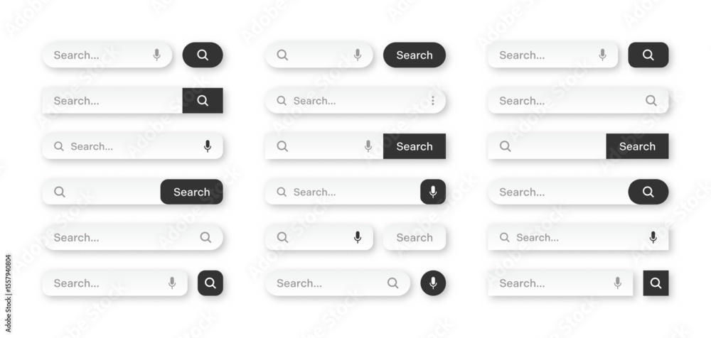 Fototapete various search bar templates. internet browser engine with search box, address bar and text field. u