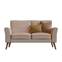 Beige Two Seater Sofa Front View 3D Render Illustration
