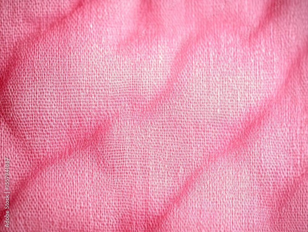 Poster close-up view of smooth pink fabric texture with visible woven threads and soft folds creating gentl