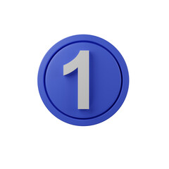 High quality 3D rendered business icon number one collection with transparent background.