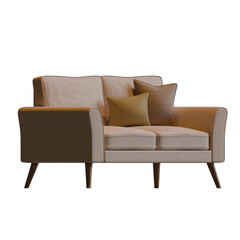Beige Two Seater Sofa Side View 3D Render Illustration