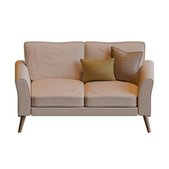 Beige Two Seater Sofa Top Front View 3D Render Illustration
