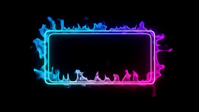 Neon Flame Frame Animation &ndash; Pink & Blue Fire Border