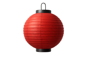 Red paper lantern hanging, isolated on transparent background, perfect for chinese new year or other celebrations