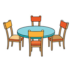A round table with a flowing tablecloth draped neatly, creating soft folds around the edges, perfect for dining, events, or cozy gatherings with a clean, elegant look.
