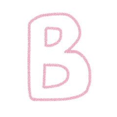 Naklejka premium アルファベットB 手書き文字 かわいい 素材 ピンク イラスト 素材 アイコン クレヨン風 