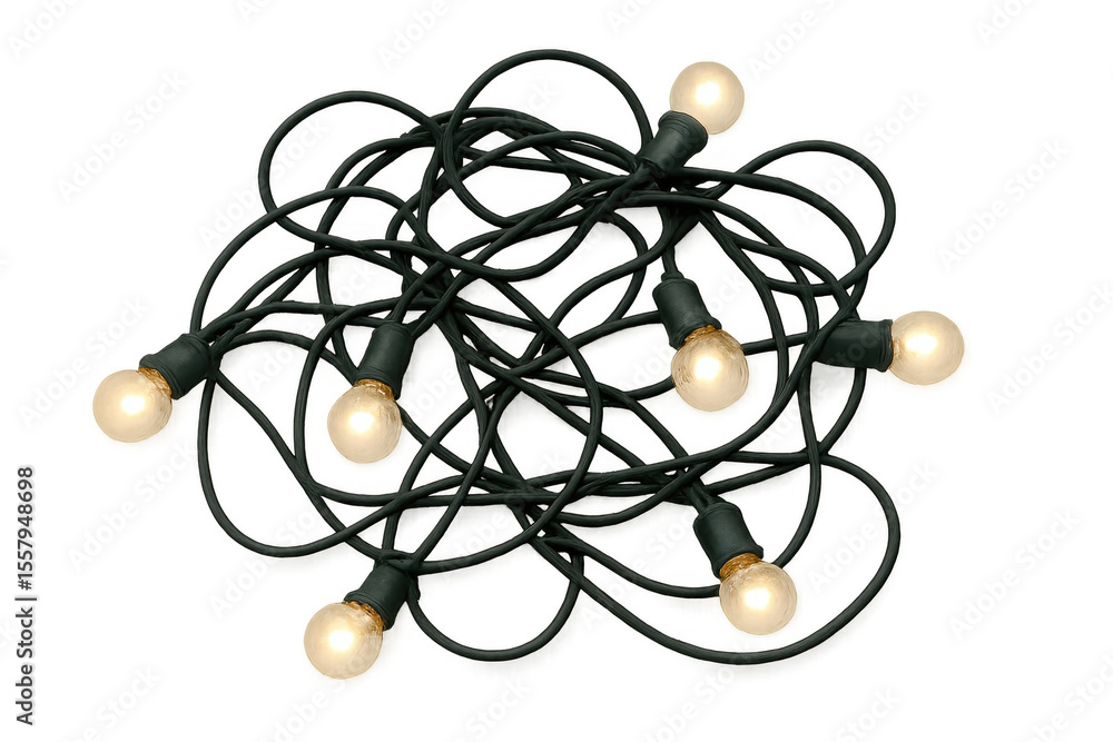 Poster string of glowing lights with a transparent background, adding a touch of warmth and festivity to an