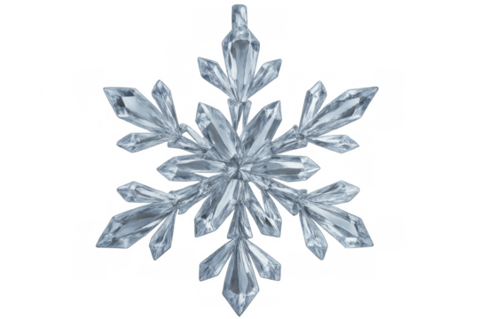 Intricate crystal snowflake glittering against transparent surface, embodying delicate winter elegance