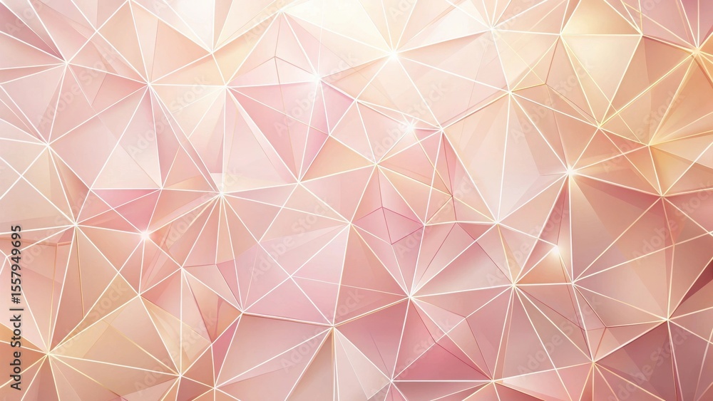 Wall mural abstract pink and gold geometric low poly background design featuring interlocking triangles with su
