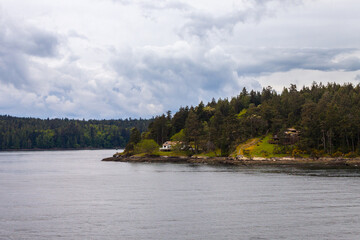 British Columbia Canadian Coastline View with Houses