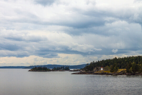British Columbia Canadian Coastline View with Lighthouse