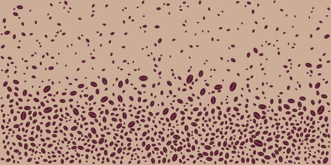 Coffee Beans Falling Pattern on Beige Background.