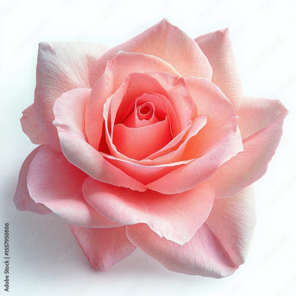Poster close-up of a delicate soft pink rose flower with layered petals showing texture and gentle curves