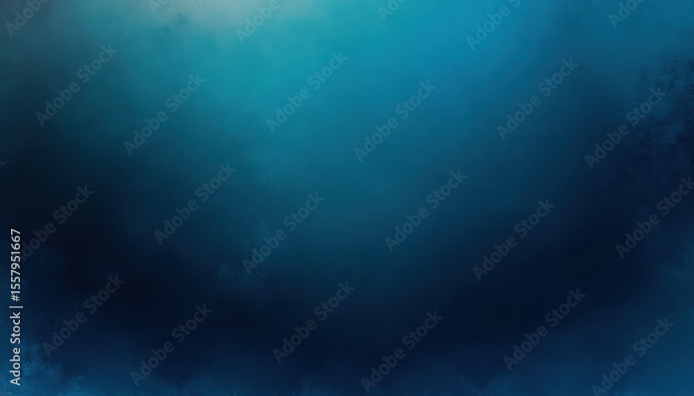 Poster dark abstract underwater scene with gradient from deep navy blue to lighter teal creating a mysterio