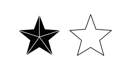 Fototapeta premium Two five pointed stars one filled in black and one outlined on a white background