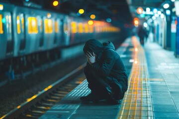 The anxious figure on the train platform