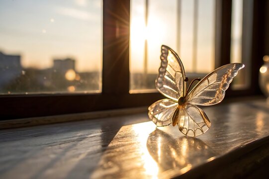 A golden butterfly showpiece on a ground