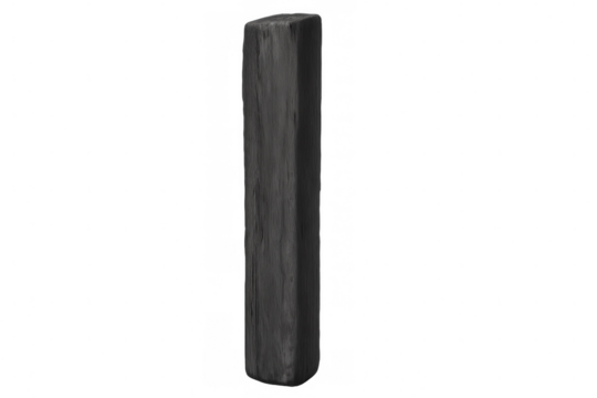 Realistic dark wooden plank standing upright on a transparent background, perfect for architectural visualization or design projects