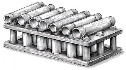 Naklejka premium Metal pipes in a rack