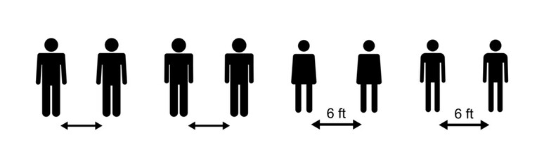 Social distance icon set. social distancing icon. self quarantine sign