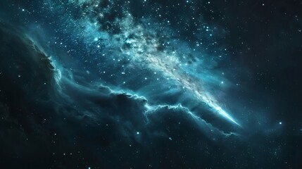 The shining comet in the night sky