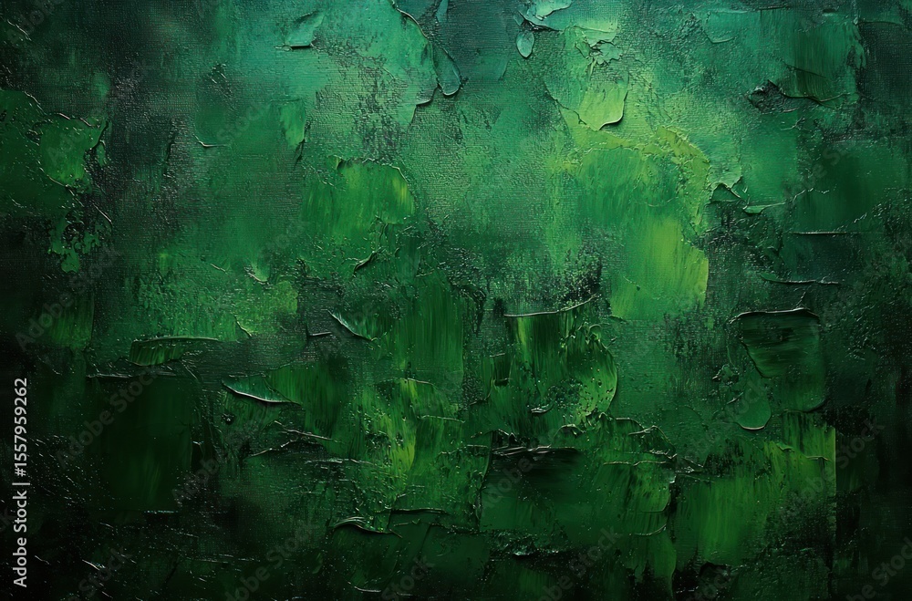 Poster abstract textured green painted surface with rough patches and varying shades of dark and light gree