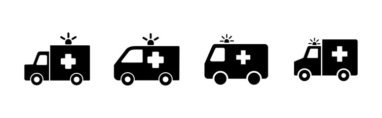 Ambulance icon set. ambulance truck icon vector. ambulance car